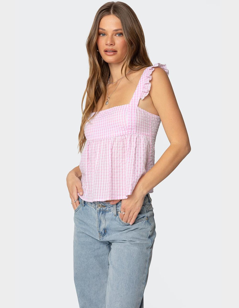 EDIKTED Jenson Backless Gingham Top image number 2