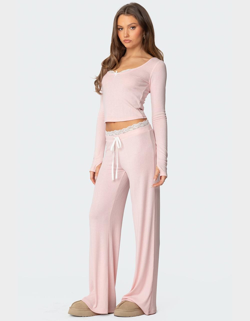 EDIKTED Peekaboo Lace Long Sleeve Top image number 3