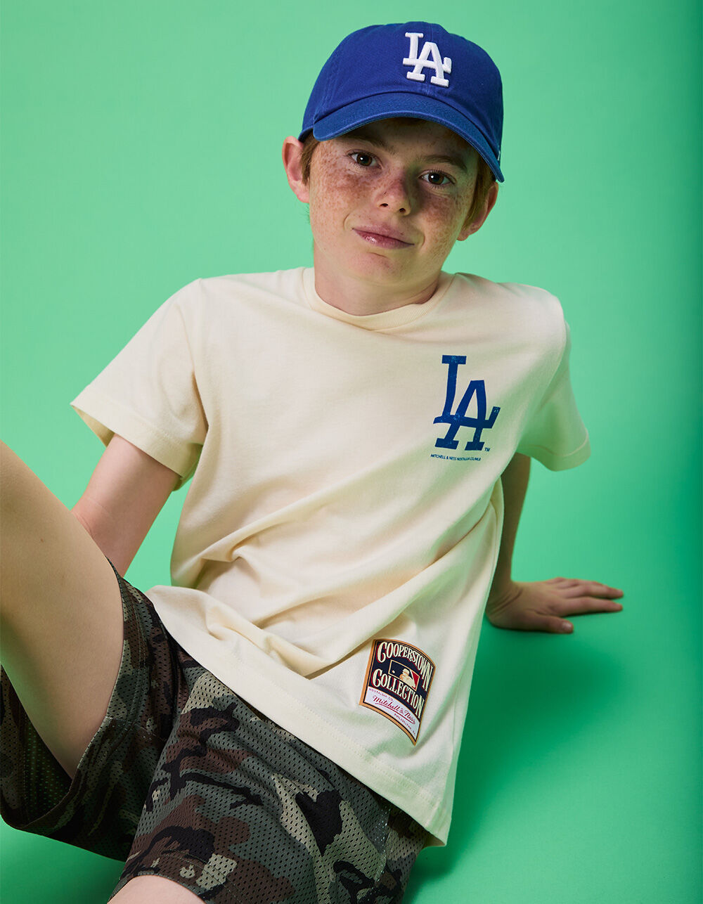 MITCHELL & NESS Los Angeles Dodgers Locker Room Boys Tee - NATURAL