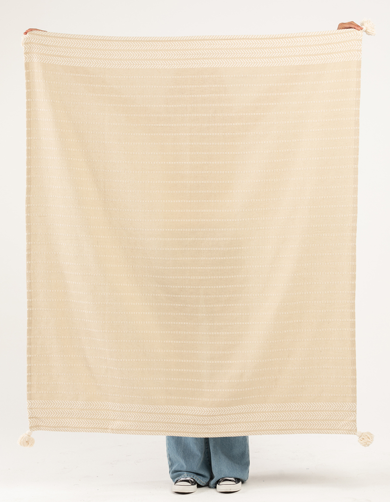 Neutral Woven Throw Blanket image number 1