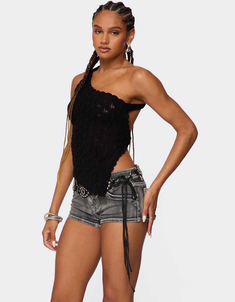 EDIKTED Codi Backless Asymmetric Knit Top image number 3