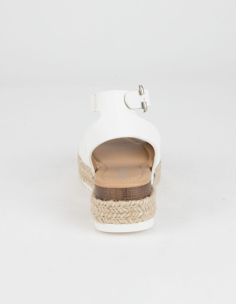 SODA Ankle Strap Girls White Espadrille Flatform Sandals image number 3