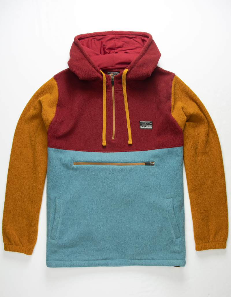 FREE NATURE Polar Fleece Quarter Zip Mens Anorak Hoodie image number 0