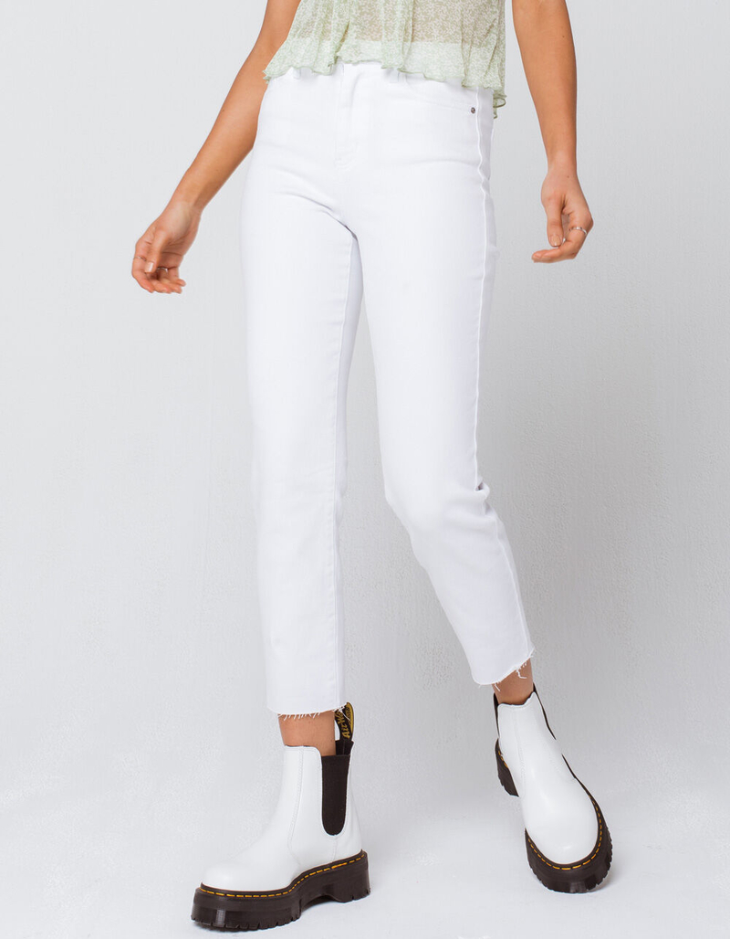 RSQ High Rise White Womens Straight Leg Jeans image number 5