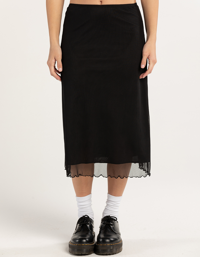 RSQ Womens Low Rise Mesh Midi Skirt - BLACK - L | Tillys
