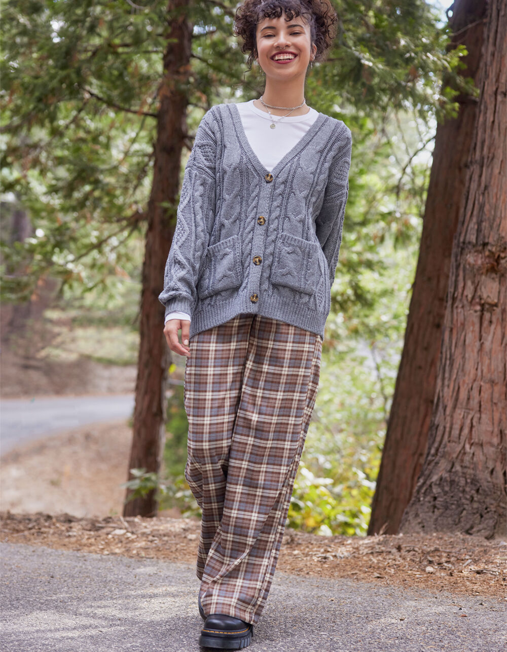 RSQ Womens Wide Leg Plaid Pants - BROWN COMBO - XXL | Tillys