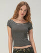 TILLYS Womens Open Neck Stripe Tee image number 1