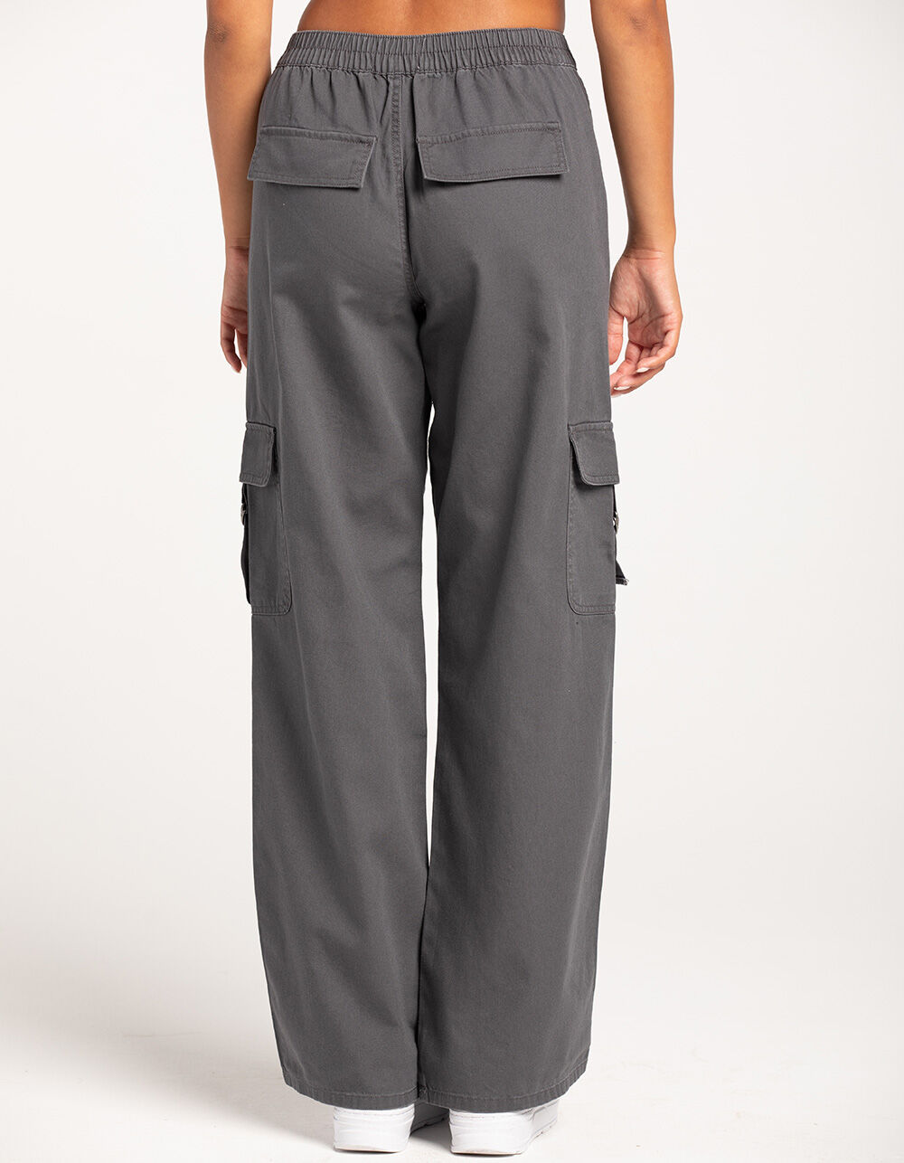 RSQ Womens Mid Rise Cargo Tape Pocket Twill Pants - DARK GRAY - 28