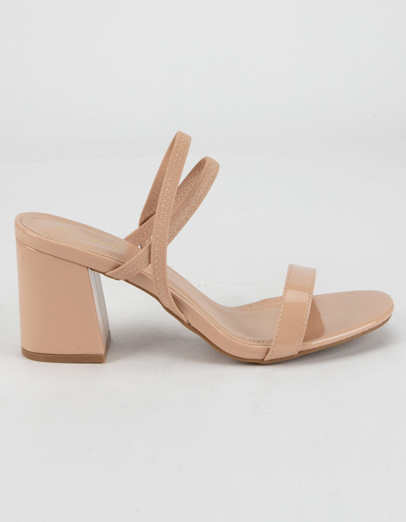 BAMBOO Elastic Strap Womens Nude Block Heels - NUDE - 8 Tillys
