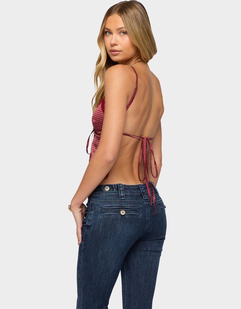 EDIKTED Backless Satin Effect Polka Dot Top image number 2