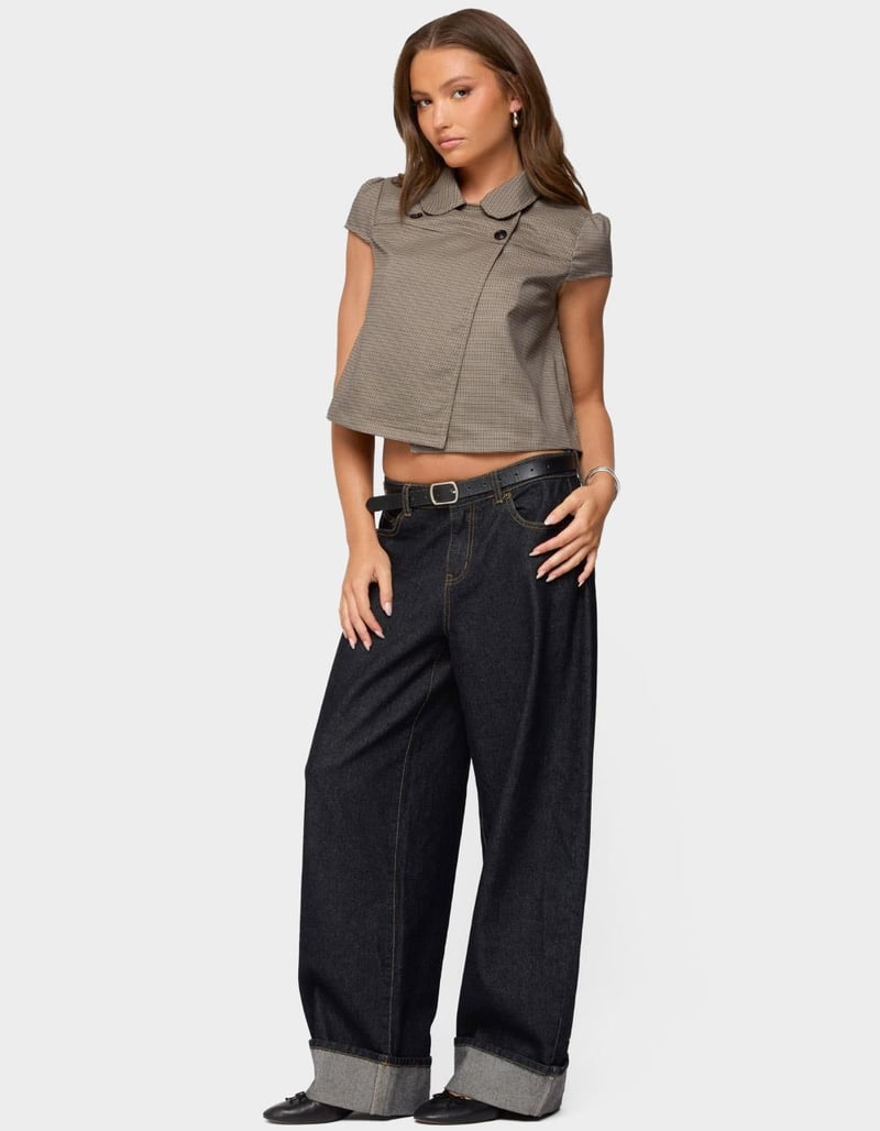 EDIKTED Haislee Plaid Tailored Shirt image number 3