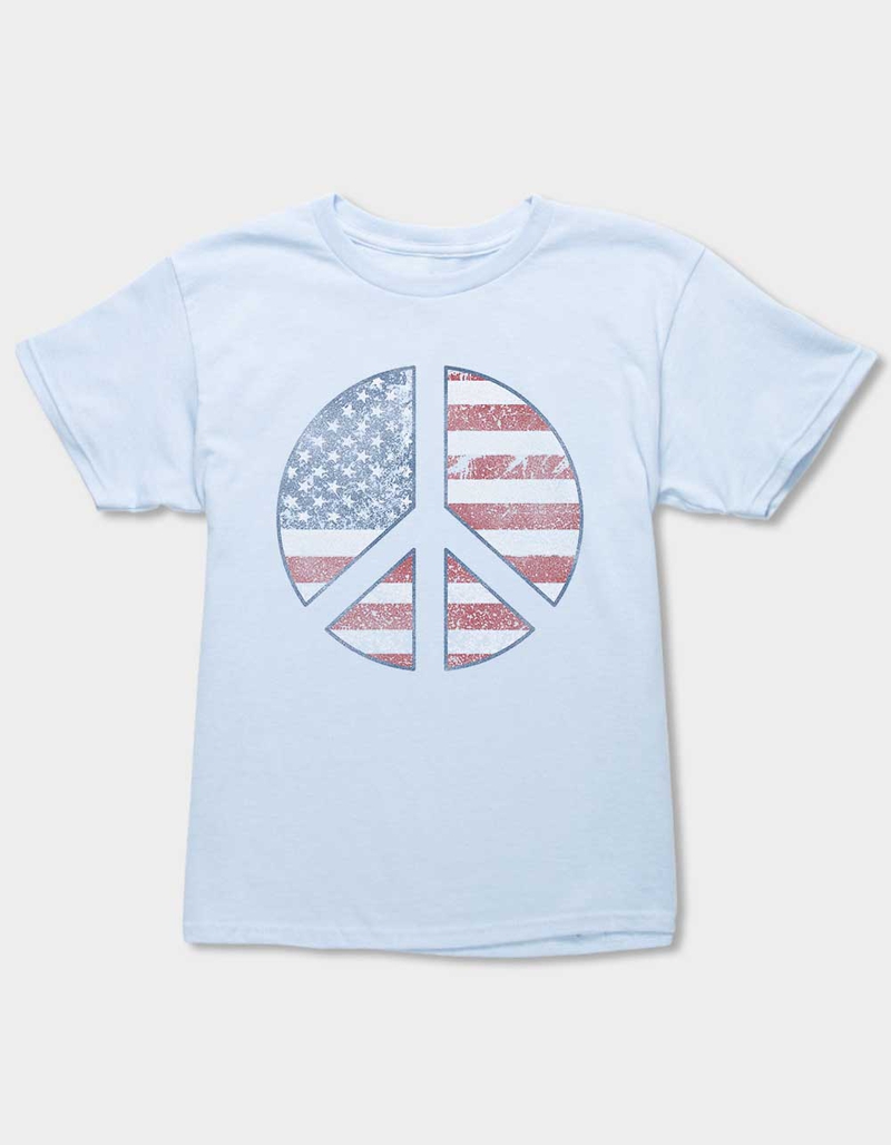PEACE American Flag Block Unisex Kids Tee image number 0