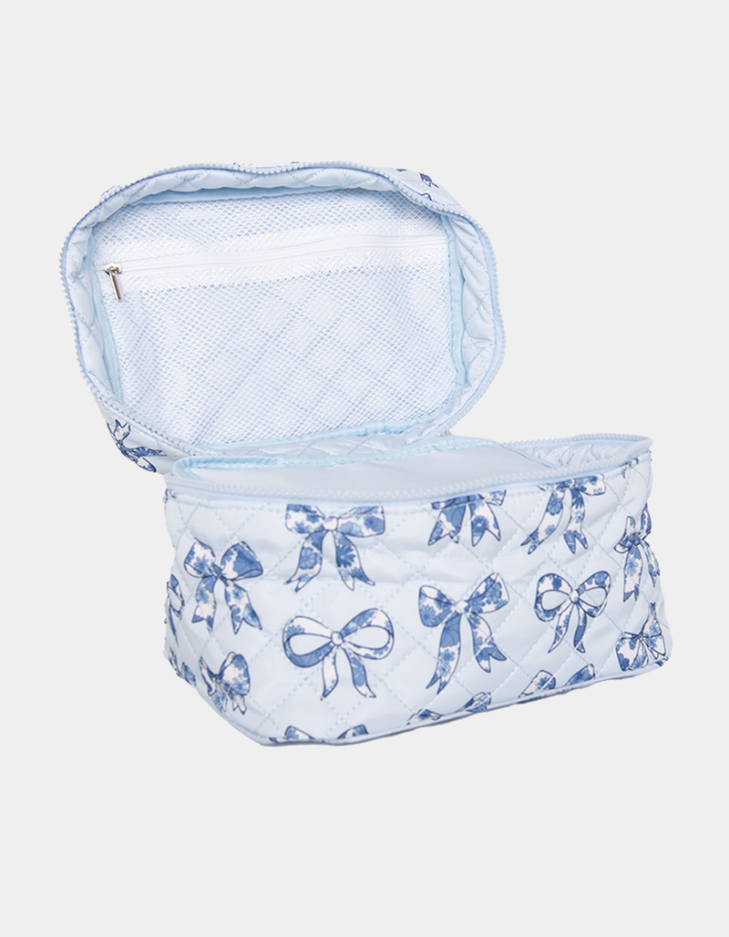 KATYDID Light Blue Toile Coquette Bows Make Up Bag image number 2