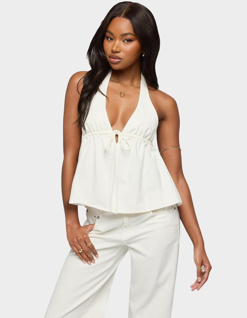 EDIKTED Safia Denim Halter Top image number 0