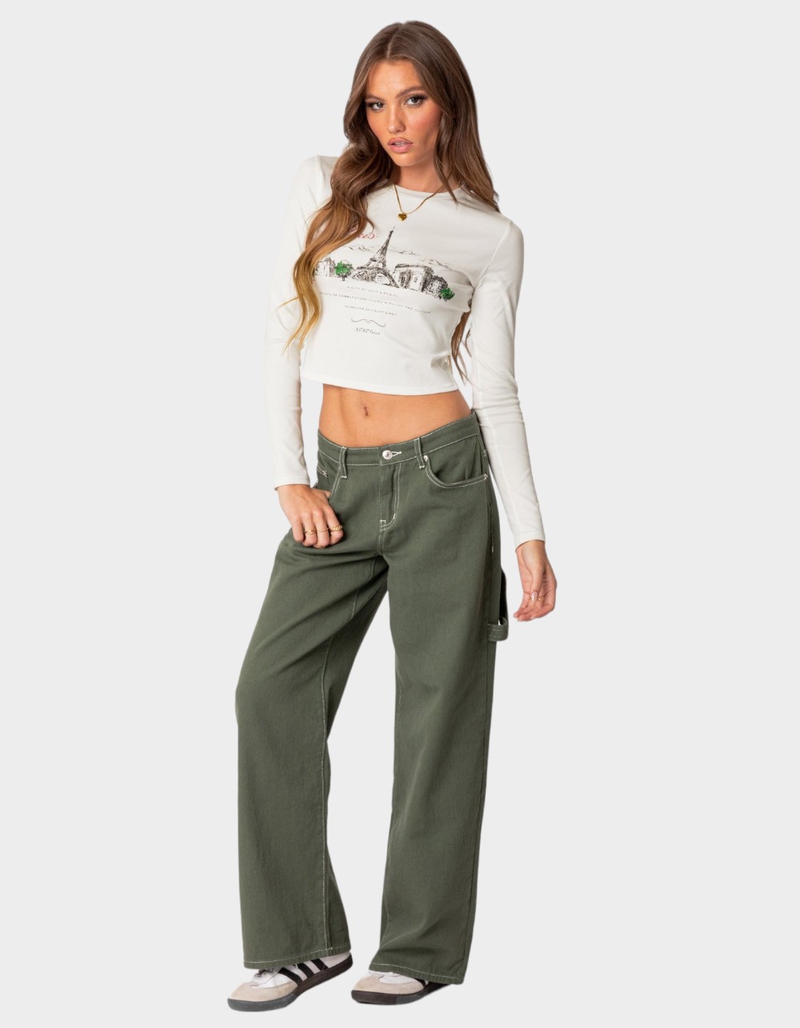 EDIKTED Brenda Low Rise Carpenter Jeans image number 2