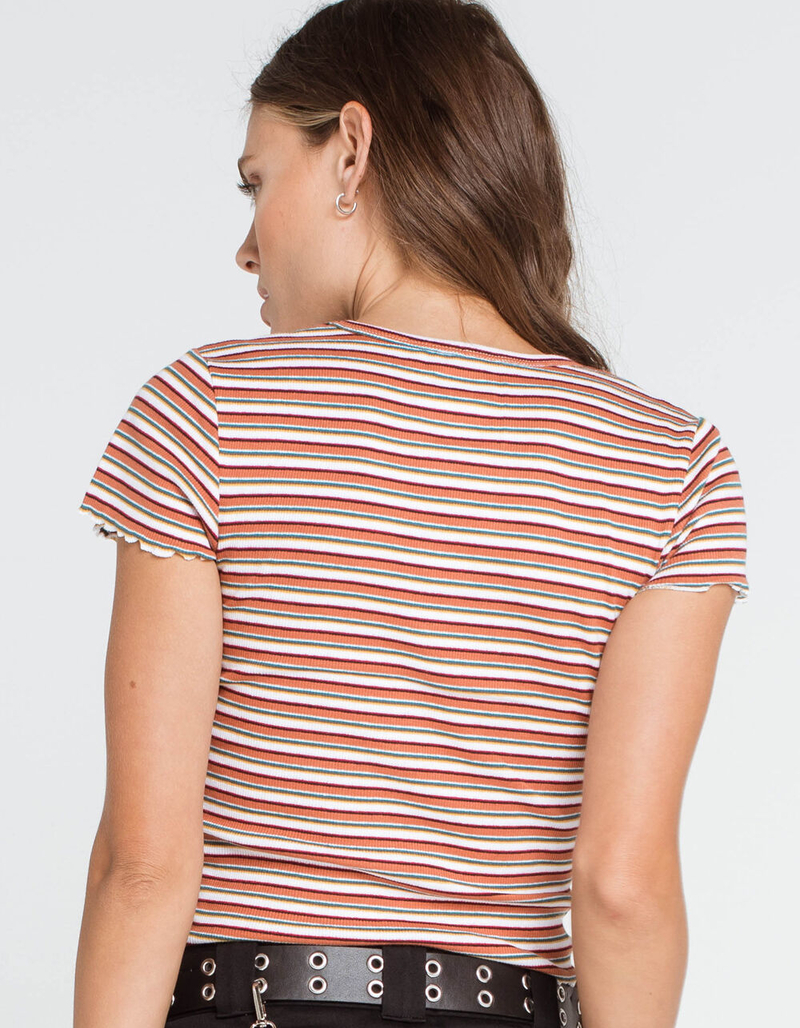 DICKIES Stripe V Neck Womens Baby Tee image number 3