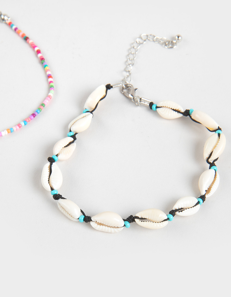 FULL TILT 3 Pack Shell/Sun/Beaded Anklets image number 3