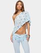 EDIKTED Zephyra Bead & Sequin One Shoulder Poncho image number 1