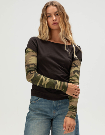 BDG Urban Outfitters Sloane Womens 2fer Long Sleeve Tee Primary Image