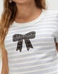 FULL TILT Stripe Bow Girls Ringer Tee image number 3