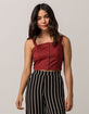 SKY AND SPARROW Button Front Burgundy Womens Crop Cami image number 1