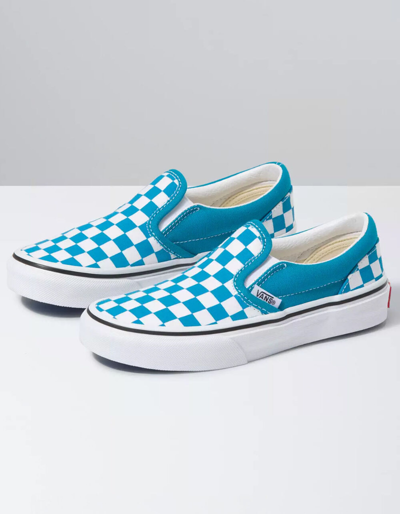 VANS Classic Checkerboard Slip-On Blue & White Kids Shoes image number 1