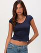 TILLYS Womens V-Neck Cap Sleeve Top image number 1