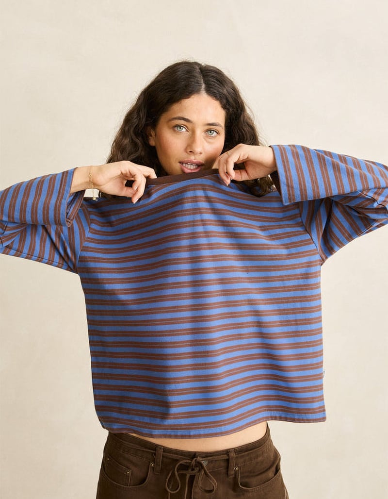 RHYTHM Porto Womens Long Sleeve Stripe Tee image number 3