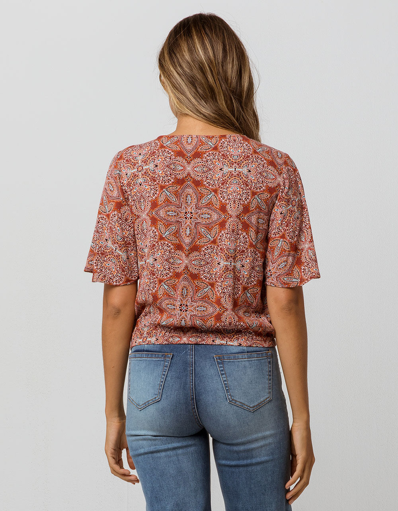 SKY AND SPARROW Surplice Tie Front Womens Top image number 2