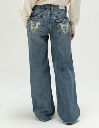 RSQ Womens Low Rise Heart Locket Baggy Jeans Alternative Image