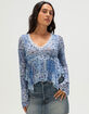 MADDEN GIRL Womens Mesh Hanky Long Sleeve Top image number 1
