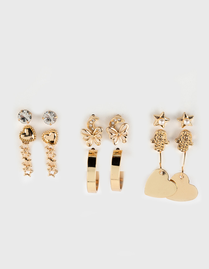 FULL TILT 9 Pack Butterfly Heart Huggie Earring Set image number 0