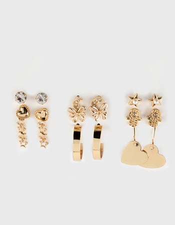 FULL TILT 9 Pack Butterfly Heart Huggie Earring Set Primary Image