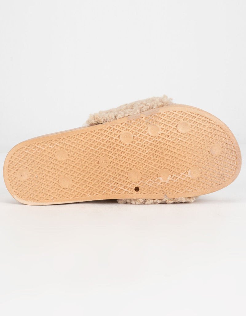 BAMBOO Teddy Faux Fur Womens Slide Sandals image number 4