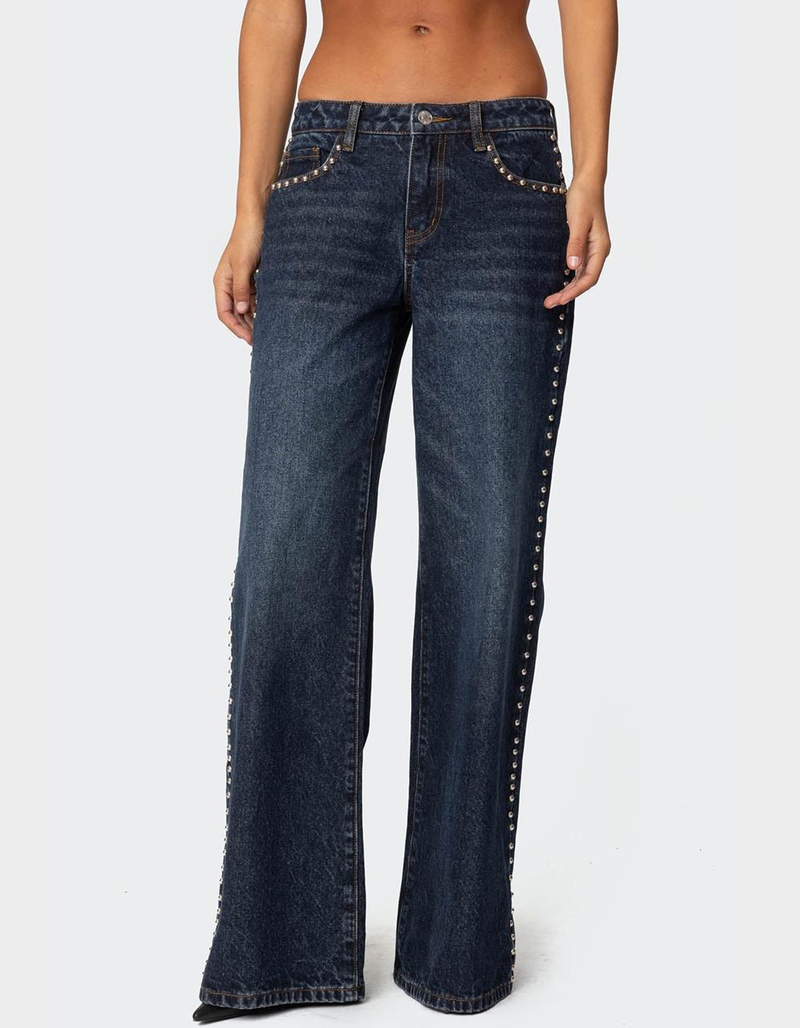 EDIKTED Stassie Studded Low Rise Jeans image number 3