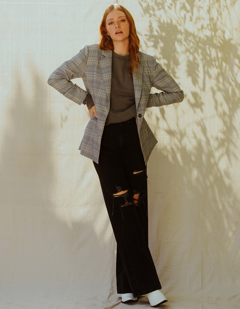 WEST OF MELROSE Womens Plaid Blazer image number 5