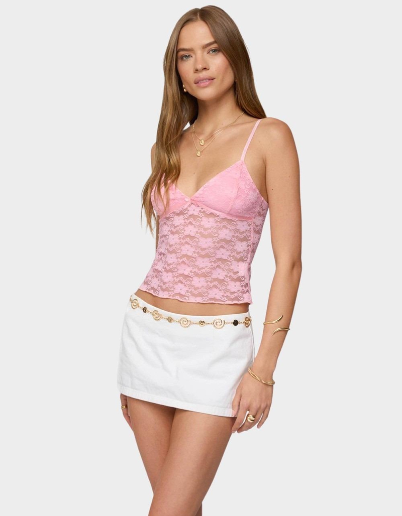 EDIKTED Eira Sheer Lace Tank Top image number 1