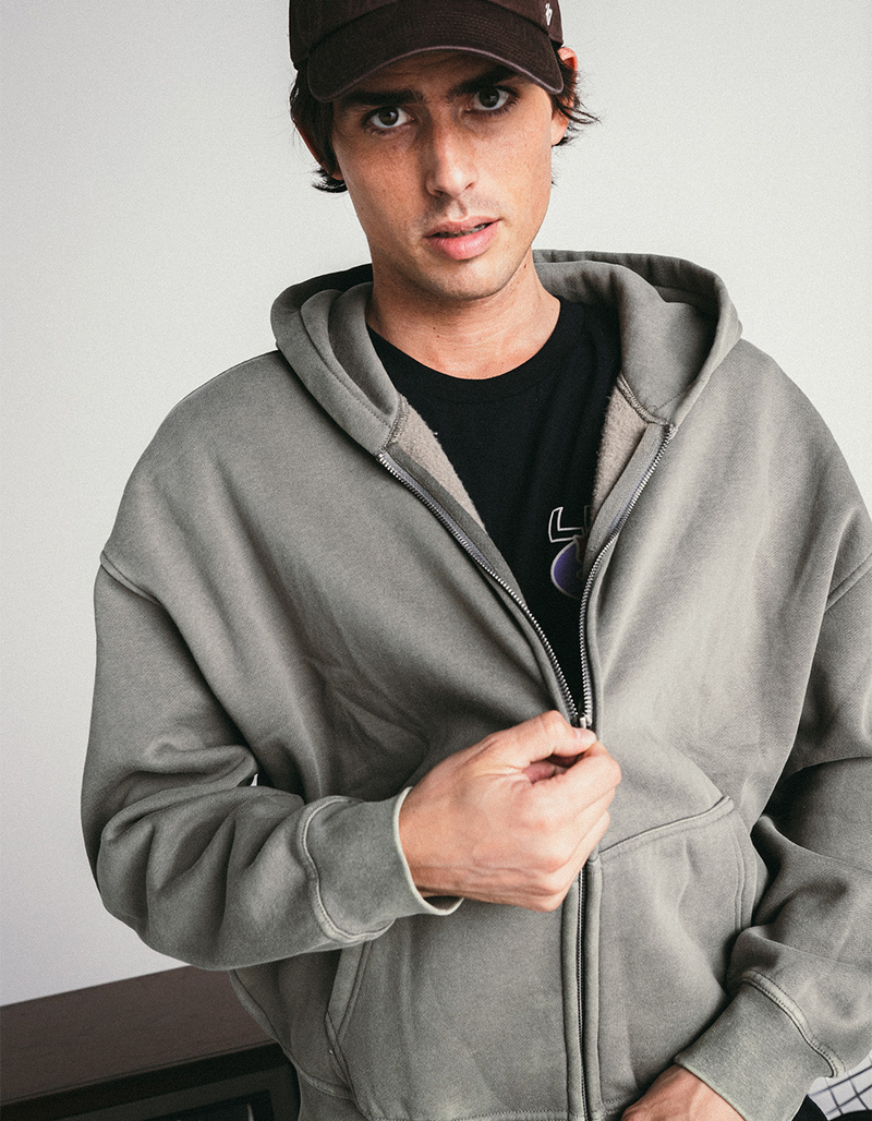 RSQ Mens Washed Zip-Up Oversized Hoodie image number 5
