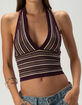 WEST OF MELROSE Stripe Sequin Womens Halter Top image number 5