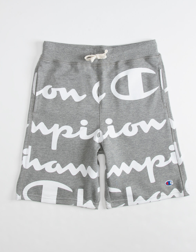 CHAMPION Giant Script Heather Gray Boys Sweat Shorts image number 0