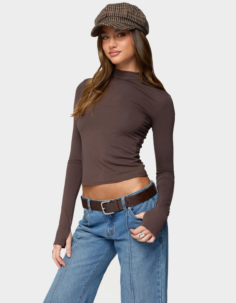 EDIKTED Binta Mock Neck Long Sleeve Top image number 1