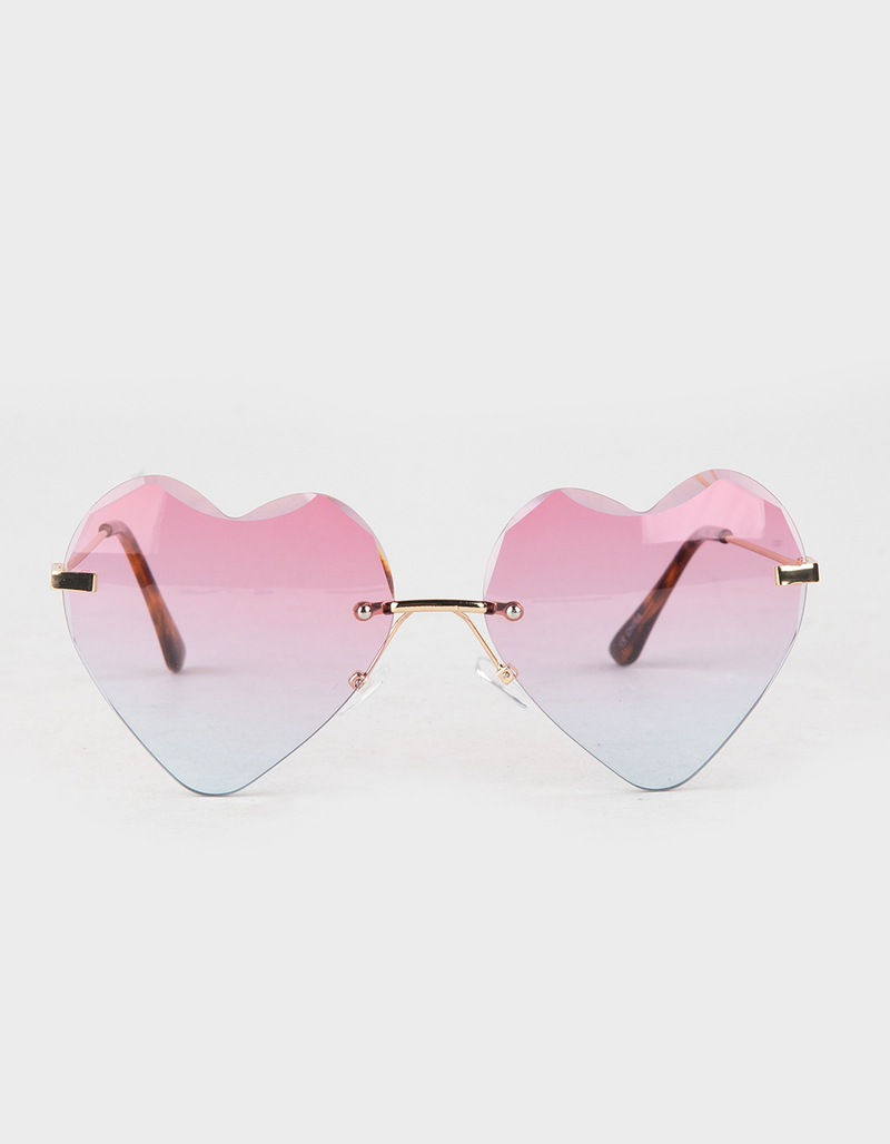 RSQ Rimless Oversized Heart Sunglasses image number 1