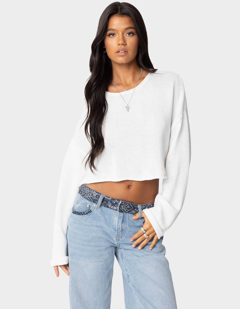 EDIKTED Shyrah Oversized Knit Top WHITE Tillys