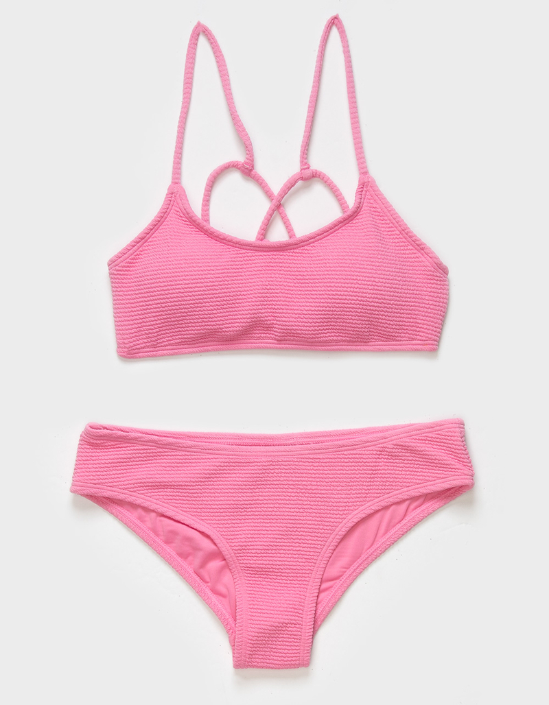 FULL TILT Texture Strappy Girls Bralette Bikini Set image number 1