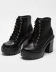 SODA Lace Up Womens Black Platform Booties image number 1