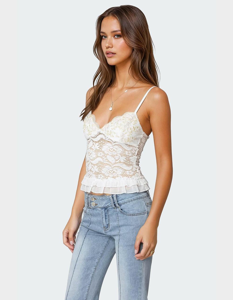 EDIKTED Torin Sheer Lace Tank Top image number 2
