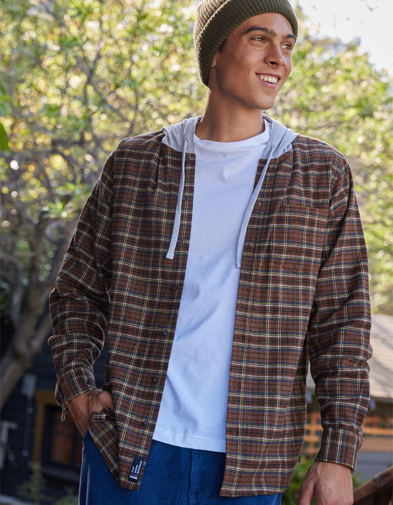 RSQ Mens Plaid Hooded Flannel image number 0