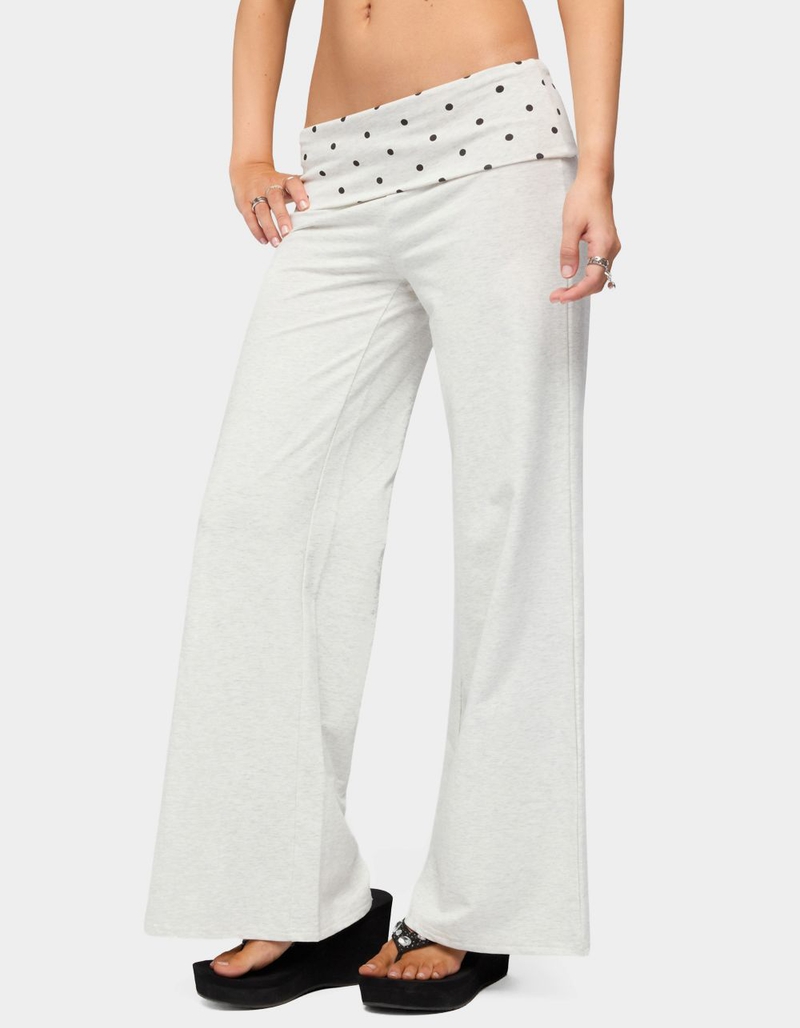 EDIKTED Petite Reeva Polka Dot Foldover Pants image number 1