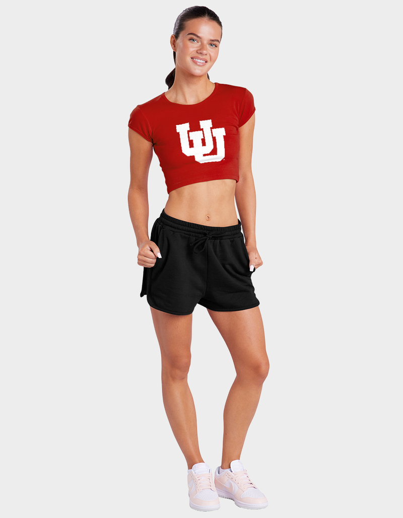 THE UNIVERSITY OF UTAH Distressed Primary Logo Womens Baby Rib Tee image number 1