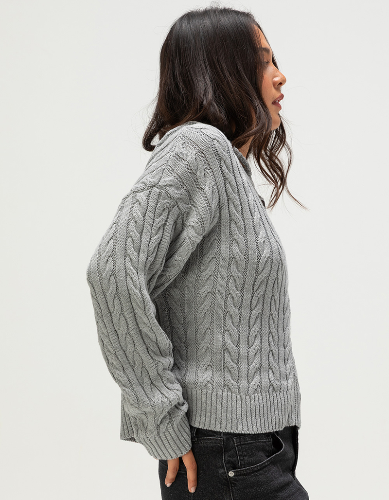 RSQ Womens Cable Knit Zip-Up Sweater image number 3